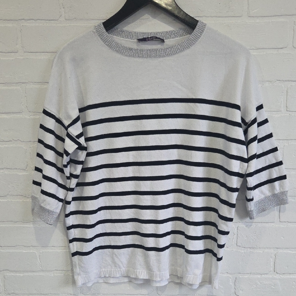 Laurèl Striped Sweater With Sparkle Trim